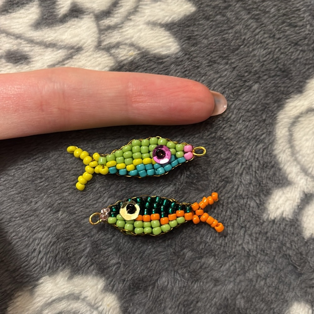 Handmade Seed Bead Fish Charms